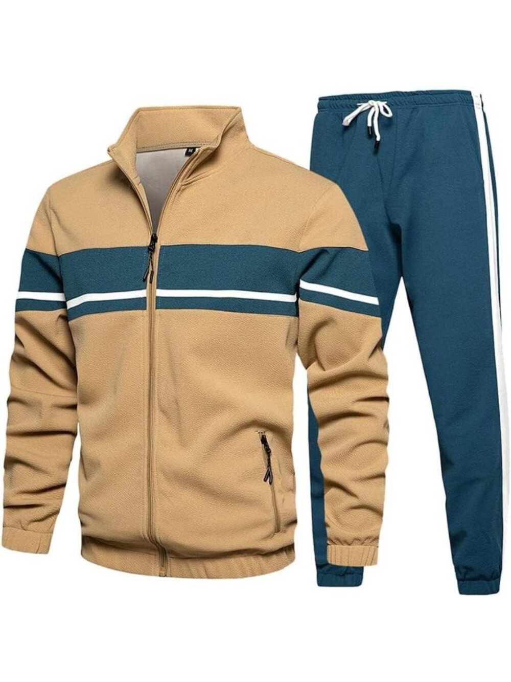 Men's Casual 2-Piece Sweat Suit Set | Contrast Sports Jogging Tracksuit Outfit